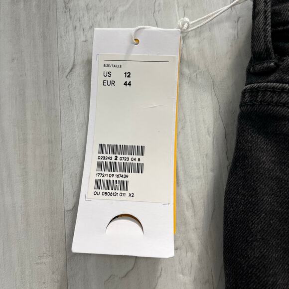 H&M &Denim Black Straight High Waist Ankle Length Cotton Denim Jeans Goth Emo 12 - Picture 4 of 9